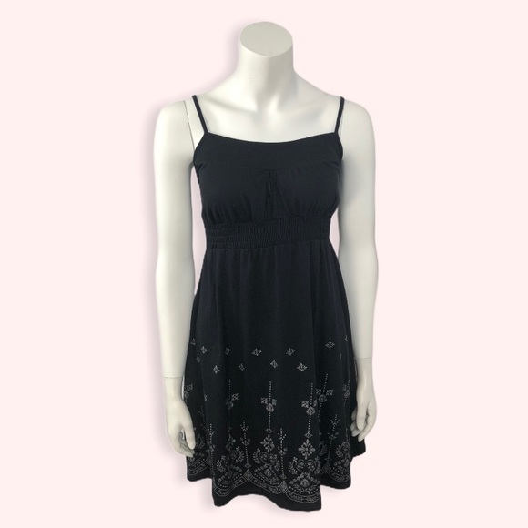 Black Spaghetti Straps Smocked Waits Dress Size S - Picture 7 of 12